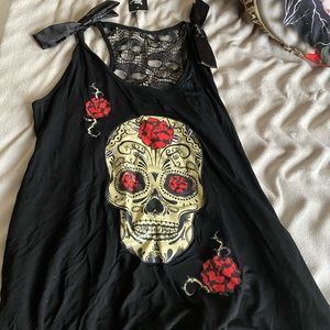Sugar skull flowing tank top